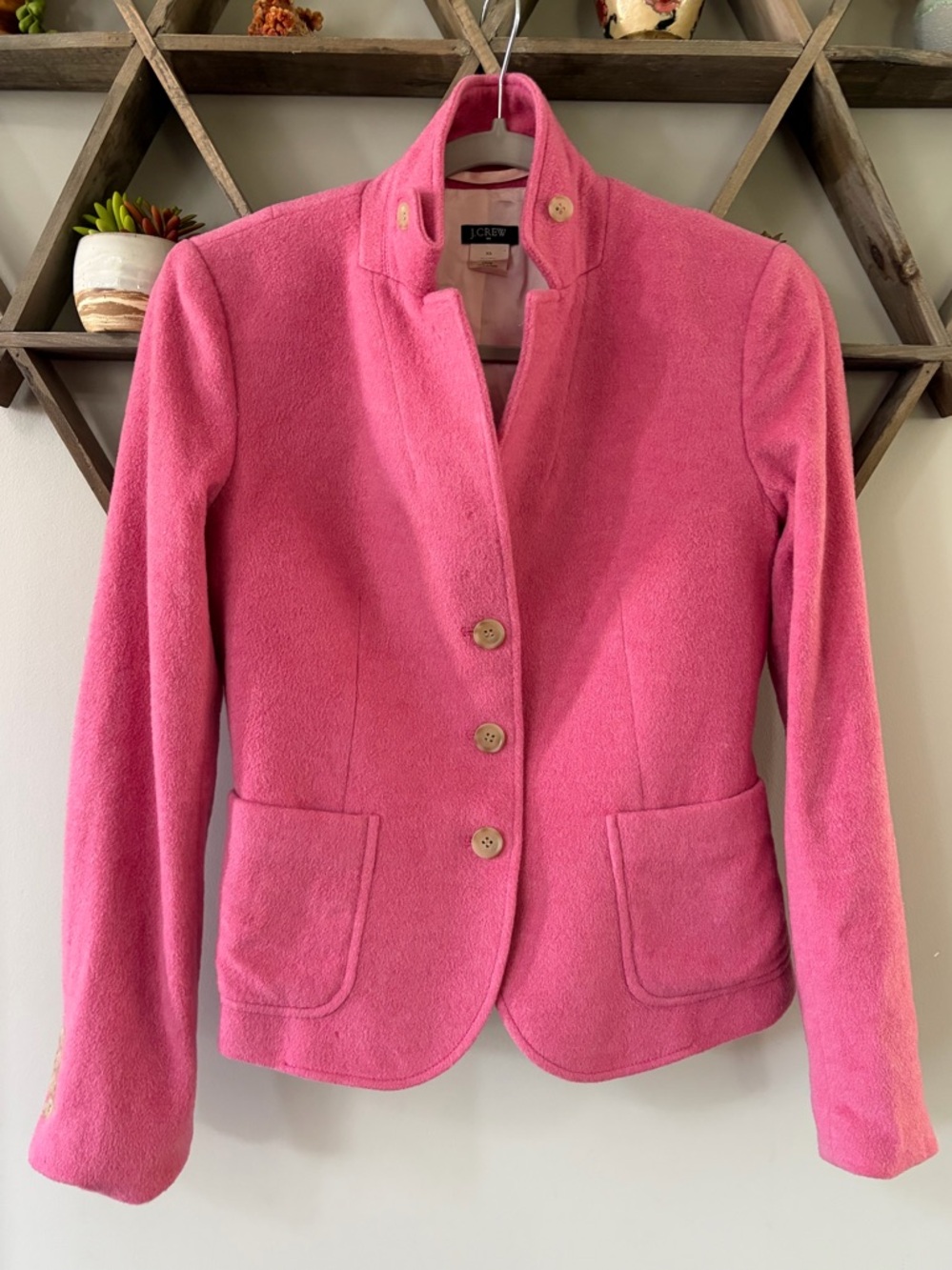 J. Crew Factory Pink Wool Blend cropped Blazer. Size XS.